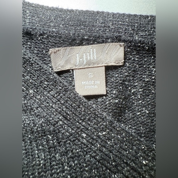 J Jill Sweater Dress V Neck Small Silk Blend Pockets Black White Specks Classic - Picture 6 of 8